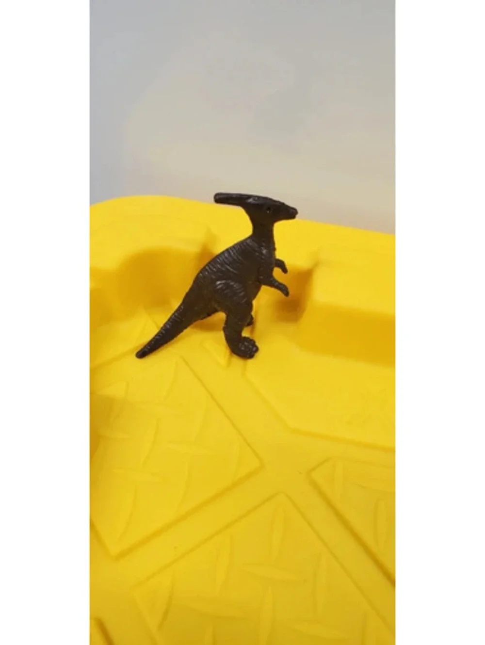 Parasaurolophus Toy Dinosaur Figurine Dark Brown Plastic Model Figure
